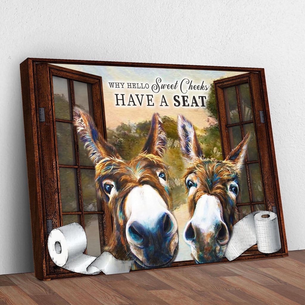 Have a Seat Sweet Cheeks Bathroom Canvas Sign
