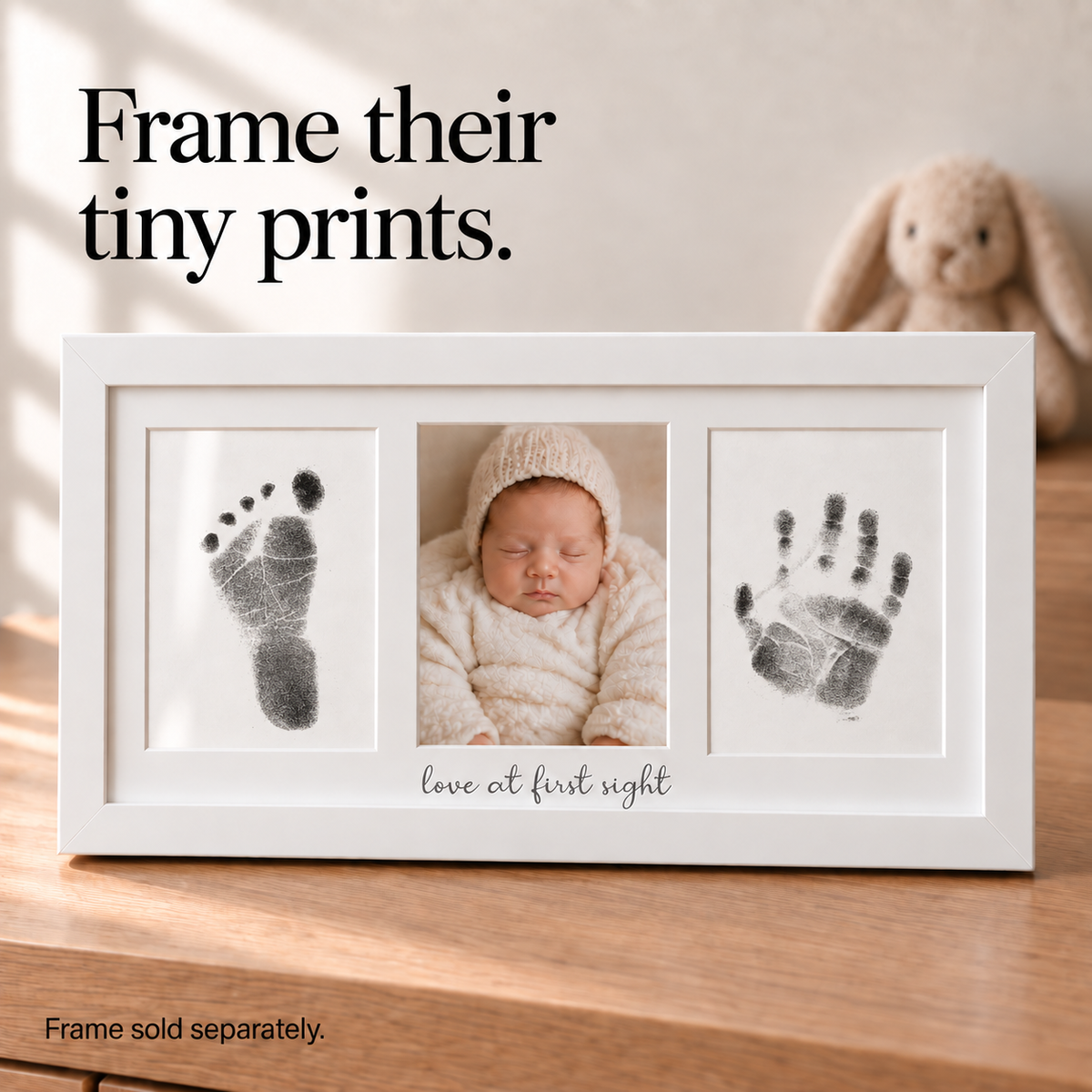 Baby Handprint & Footprint Keepsake Frame – 3 Panel