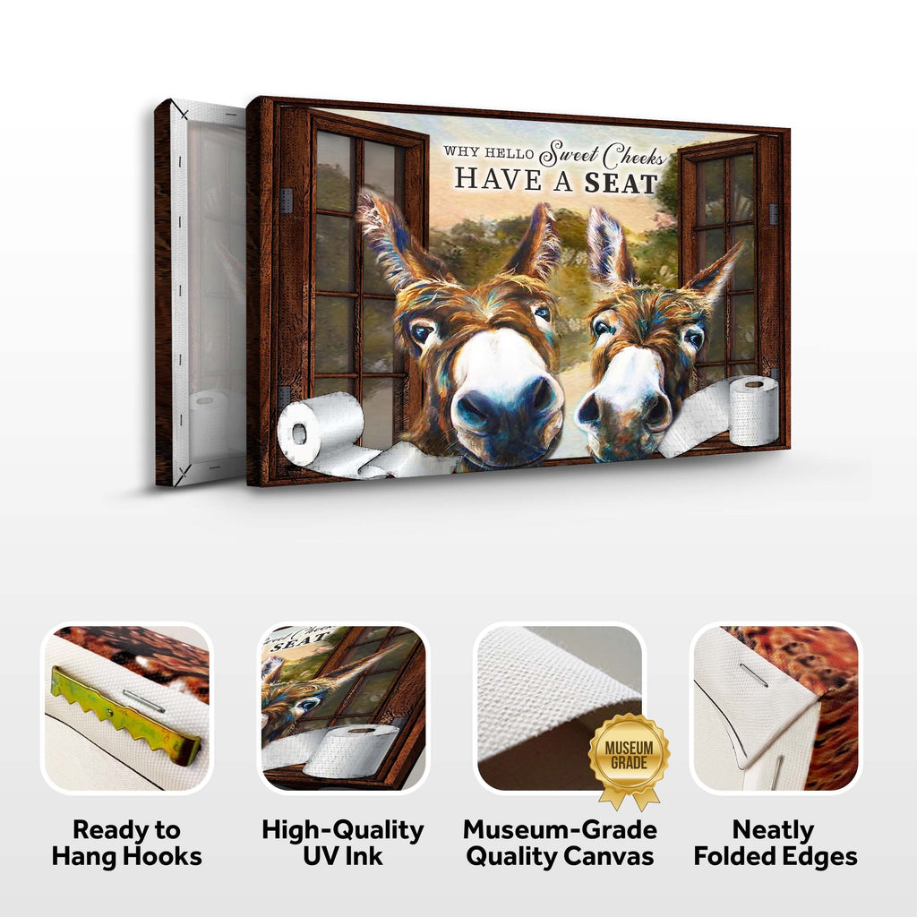 Have a Seat Sweet Cheeks Bathroom Canvas Sign