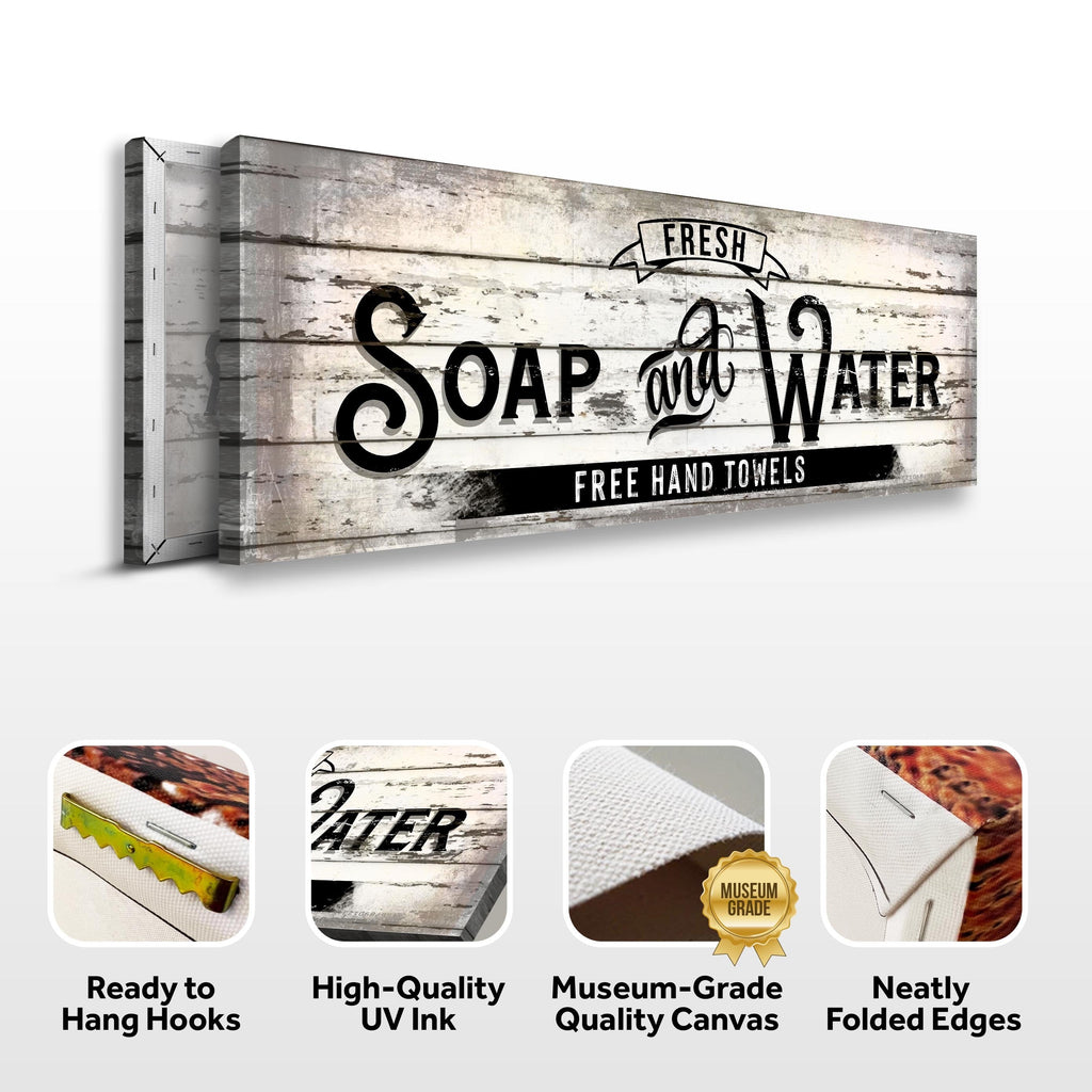 Fresh Soap & Water Family Bathroom Canvas Sign