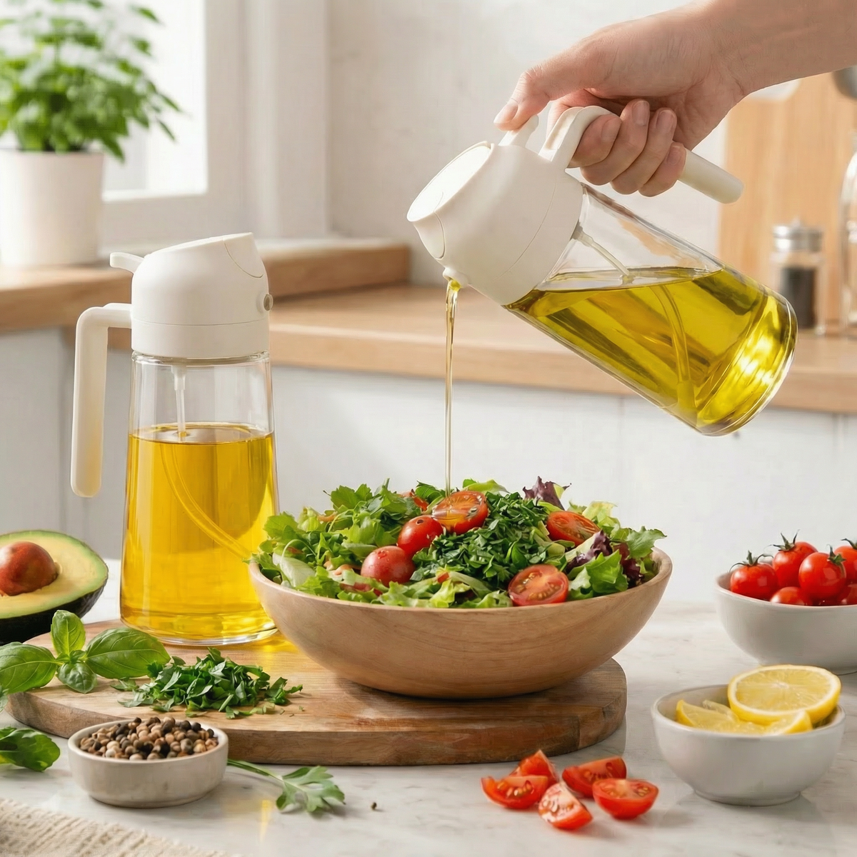 2-Pack 16 oz Glass Olive Oil Sprayer & Dispenser