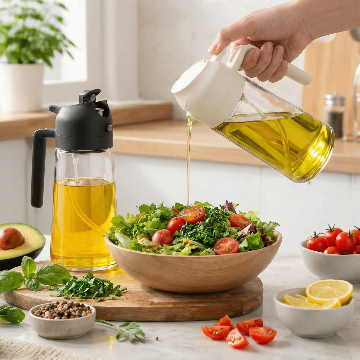 2-Pack 16 oz Glass Olive Oil Sprayer & Dispenser