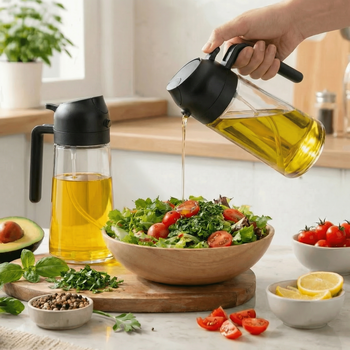 2-Pack 16 oz Glass Olive Oil Sprayer & Dispenser