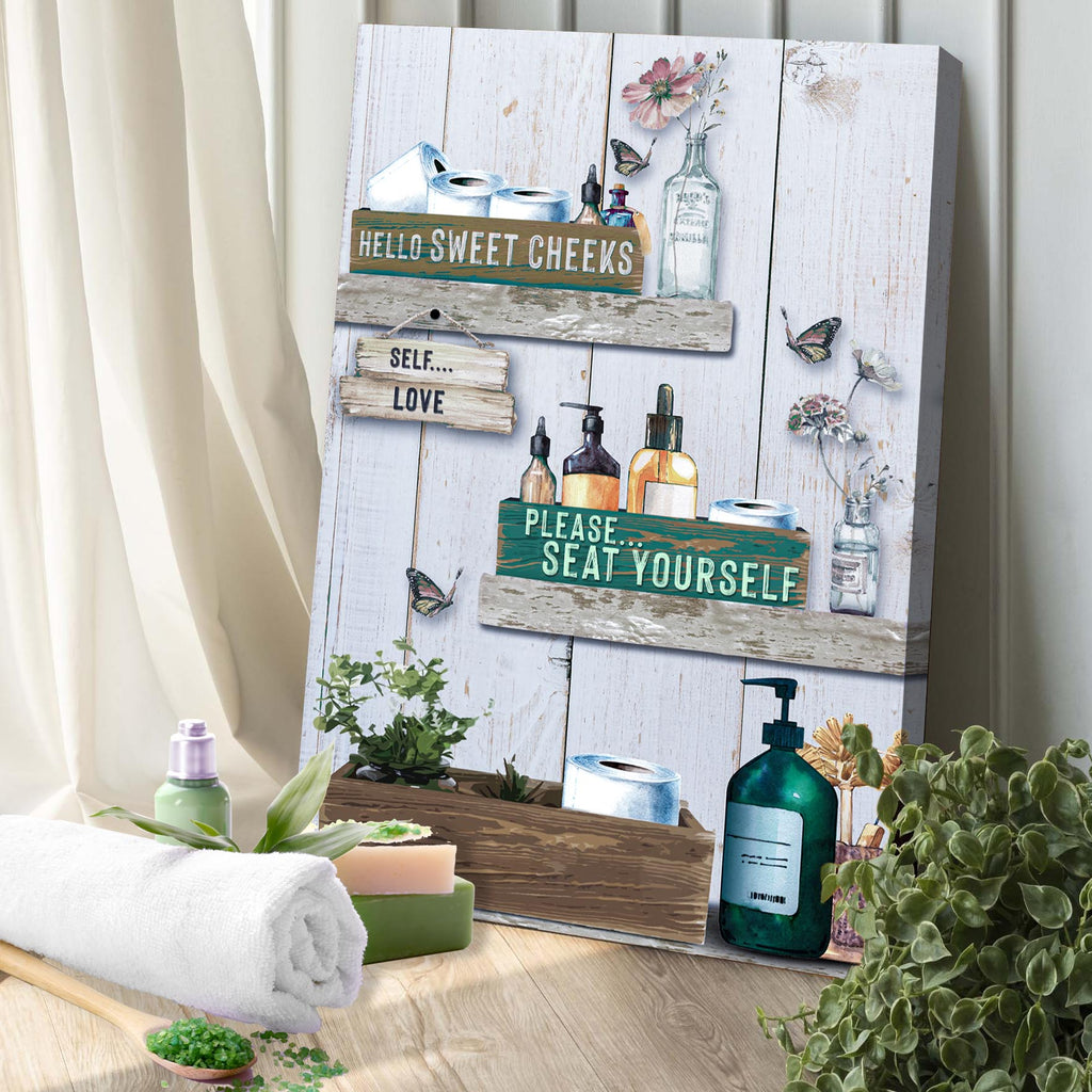 Seat Yourself Bathroom Canvas Wall Art