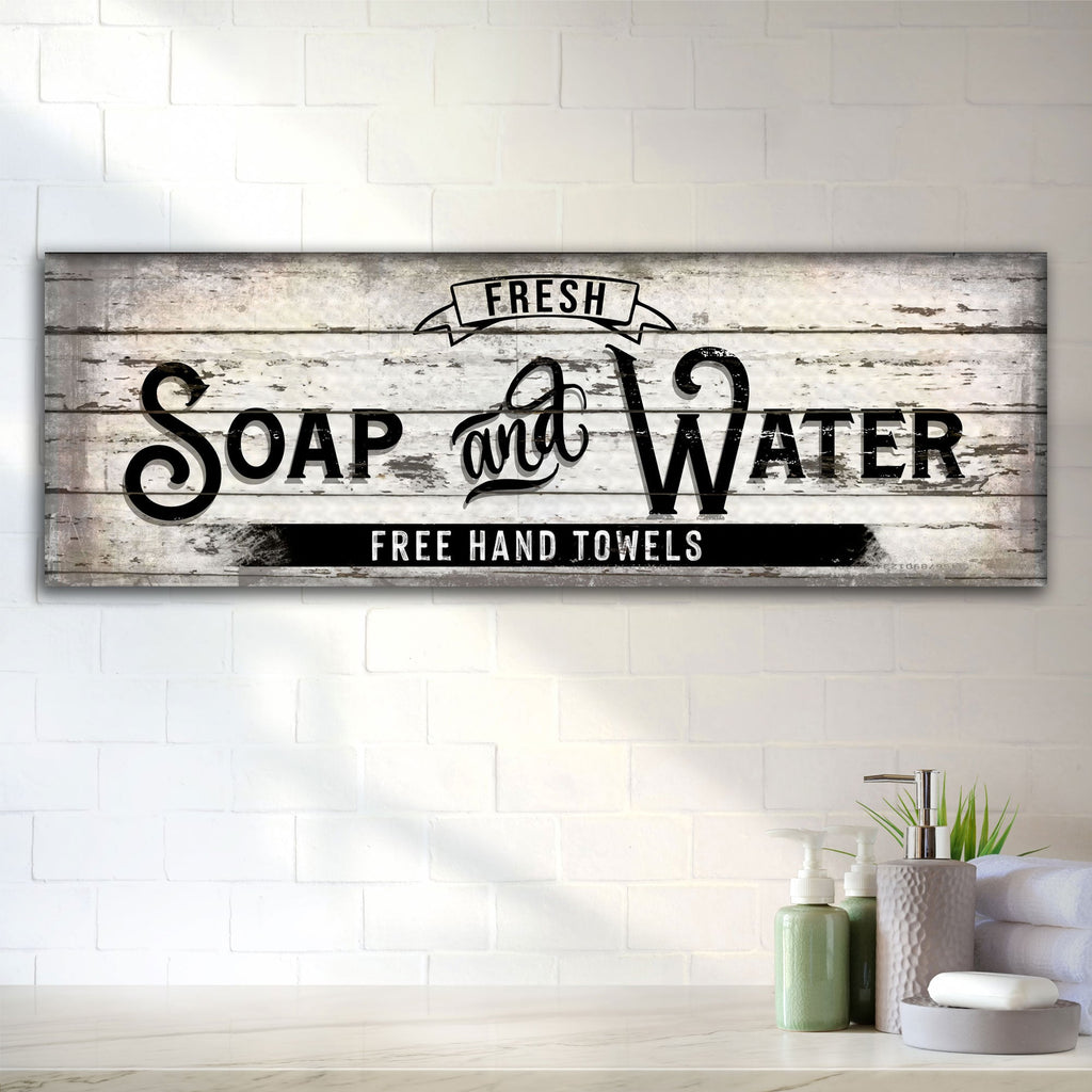 Fresh Soap & Water Family Bathroom Canvas Sign