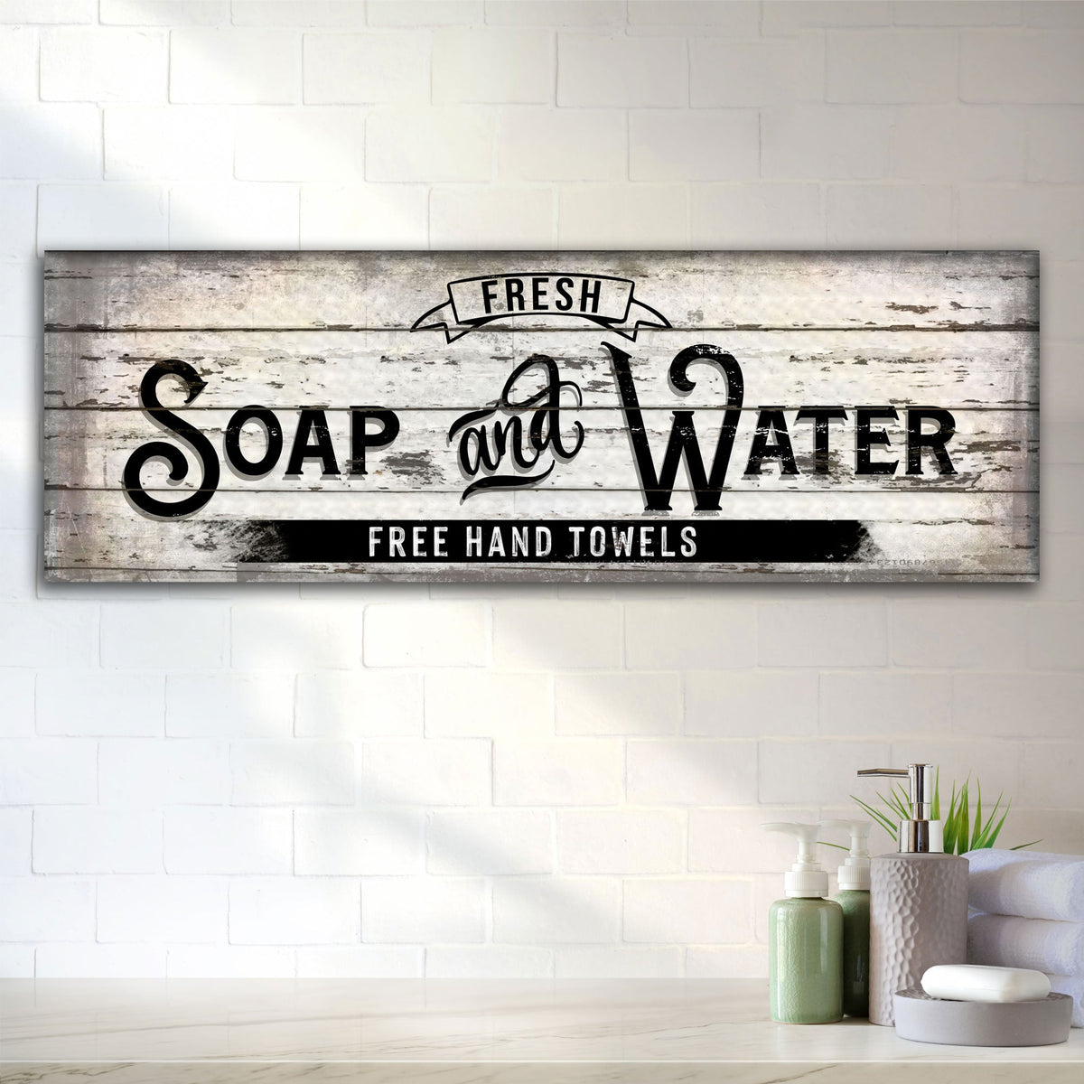 Fresh Soap & Water Family Bathroom Canvas Sign
