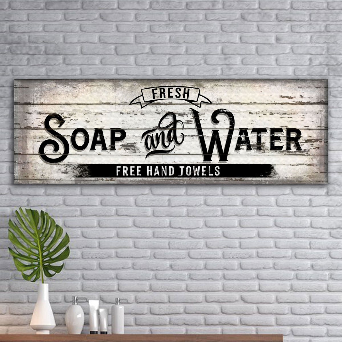 Fresh Soap & Water Family Bathroom Canvas Sign