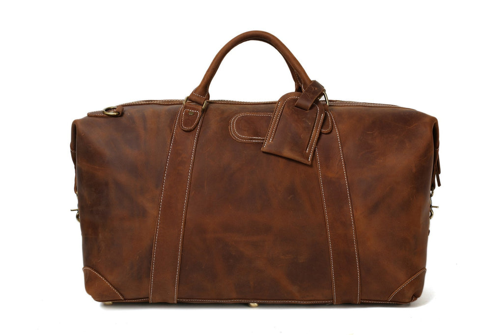 Men's Genuine Leather Weekender Duffle Bag