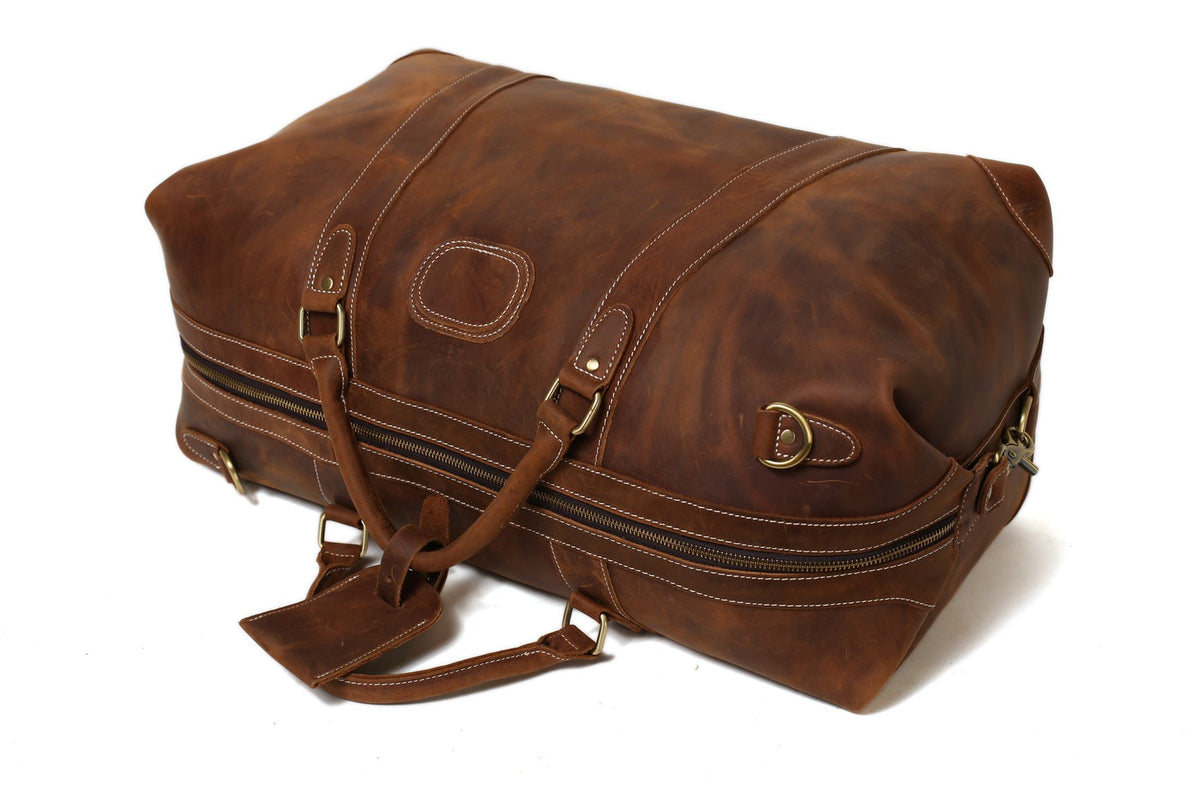 Men's Genuine Leather Weekender Duffle Bag