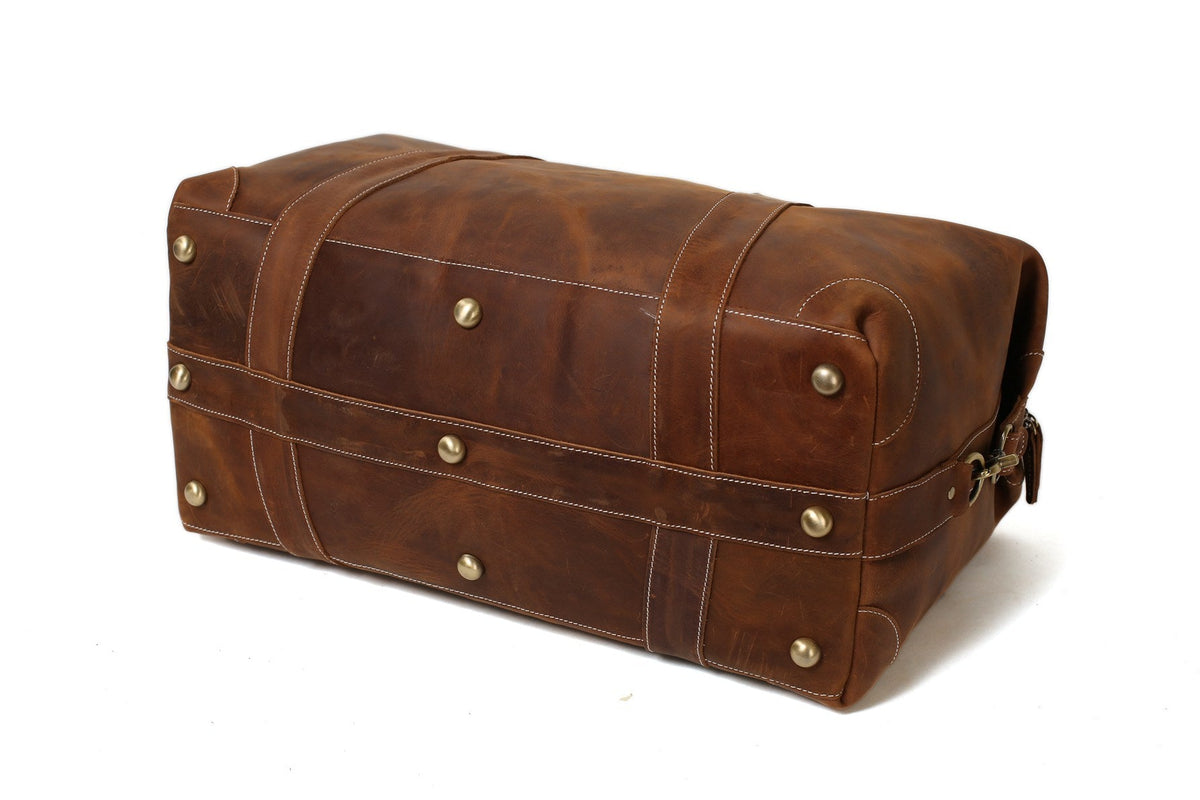 Men's Genuine Leather Weekender Duffle Bag