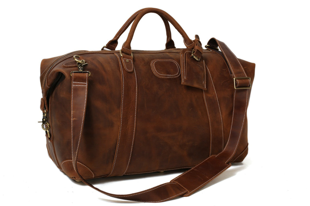 Men's Genuine Leather Weekender Duffle Bag