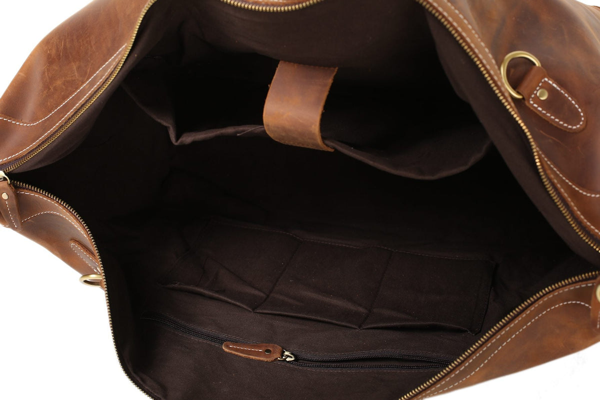 Men's Genuine Leather Weekender Duffle Bag
