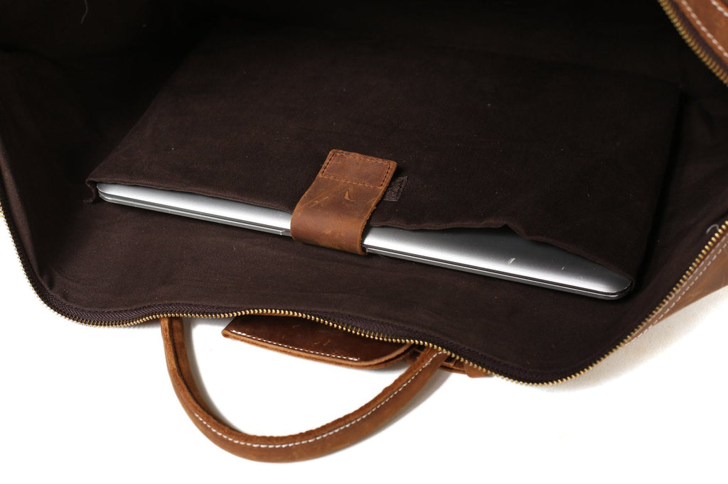 Men's Genuine Leather Weekender Duffle Bag