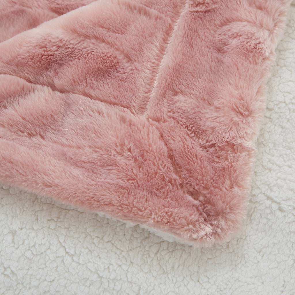 Dusty Rose Faux Fur Throw Blanket