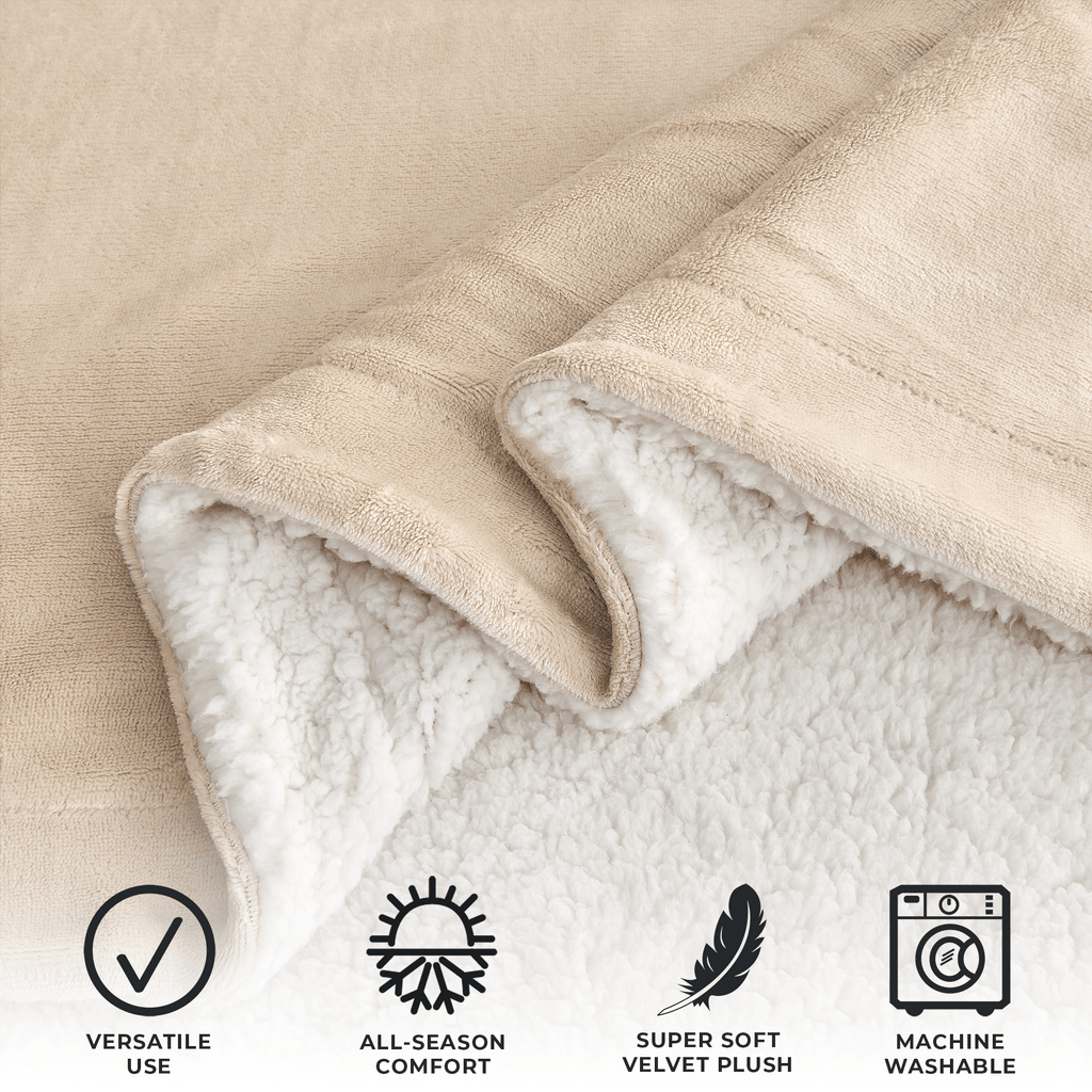 Velvet Plush Sherpa Luxury Bed Blanket - Kinsley Collection